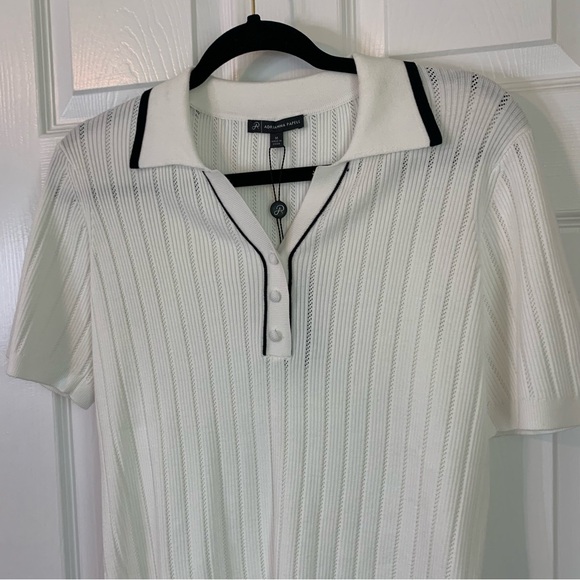 NWT Adrianna Papell Textured Knit Polo Top, Size M - Picture 6 of 10